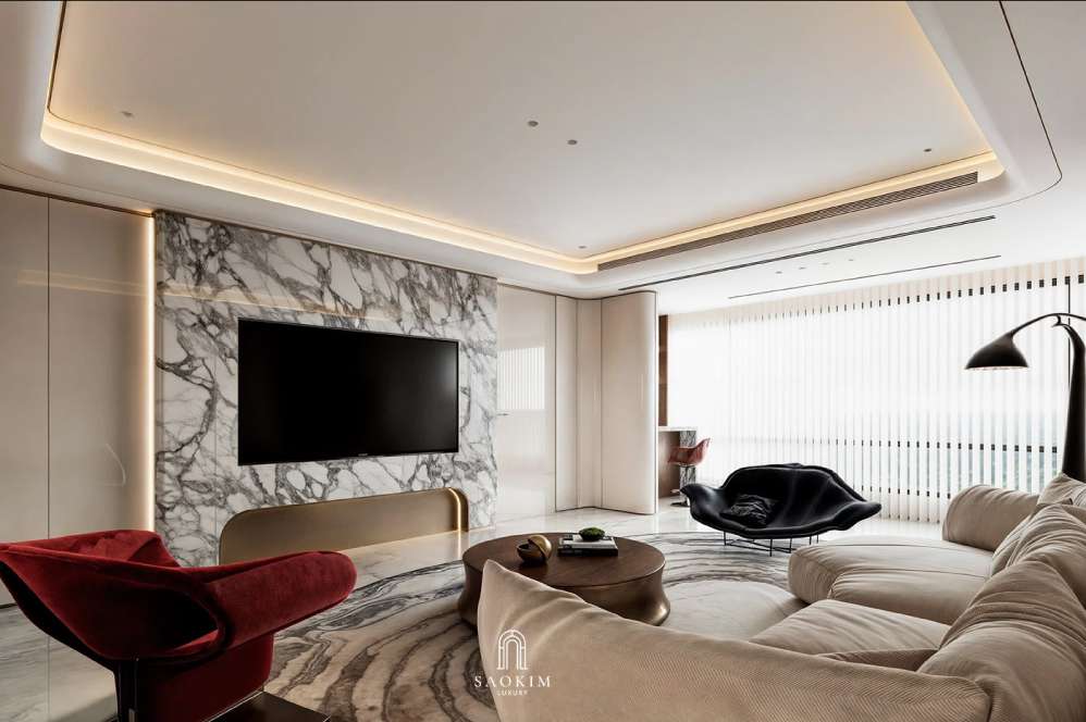 Thiết kế nội thất phòng khách đẹp, hiện đại tại căn hộ BRG Diamond Residence
